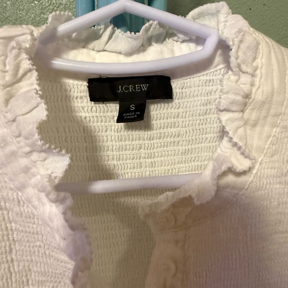 J. Crew Cream Ruffle Button-Front Blouse - Picture 9 of 9